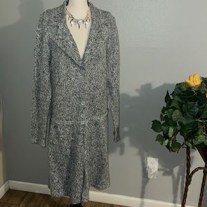 FEVER GRAY BUTTON DOWN SWEATER.